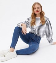 New Look Blue Mid Rise Amie Skinny Jeans